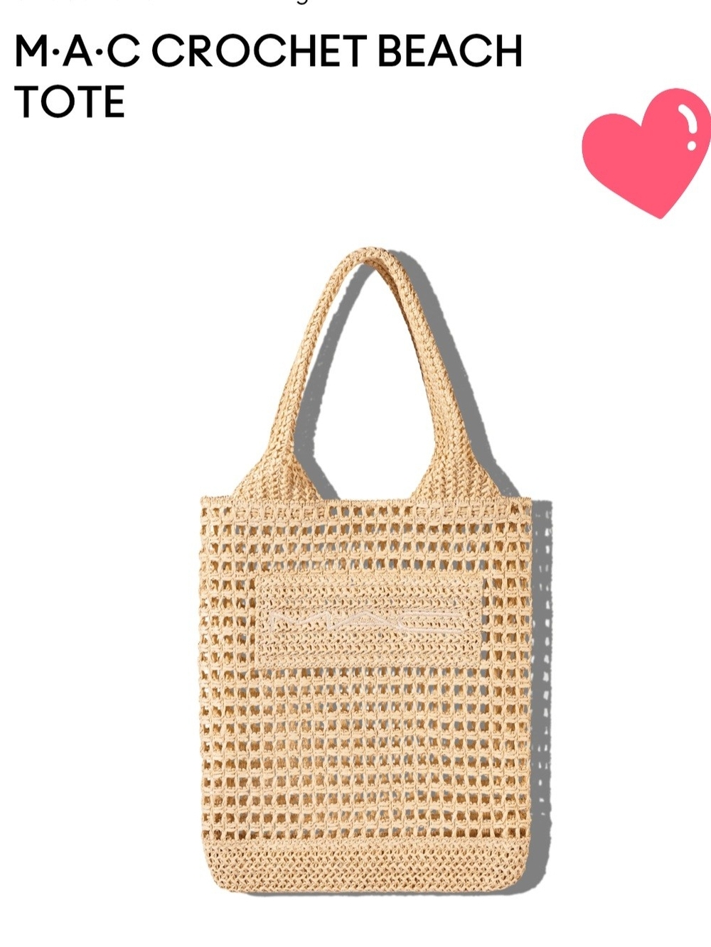 MAC Cosmetics Crochet Beach Tote in Natural Beige NWOT